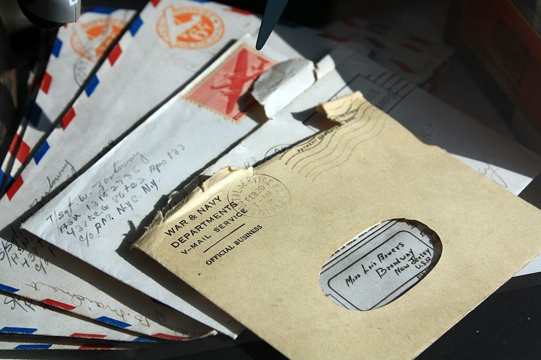 Opened envelopes illustrating postal communication